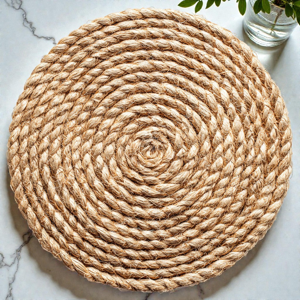 Verqudo Round Braided Placemats - Natural Beige