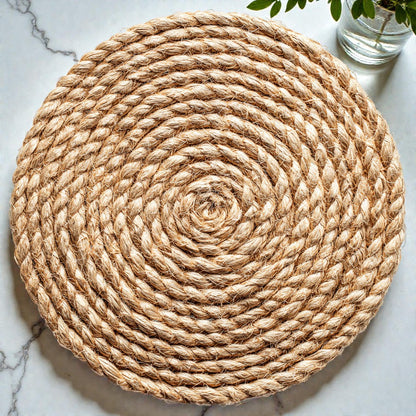 Verqudo Round Braided Placemats - Natural Beige