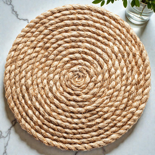 Verqudo Round Braided Placemats - Natural Beige